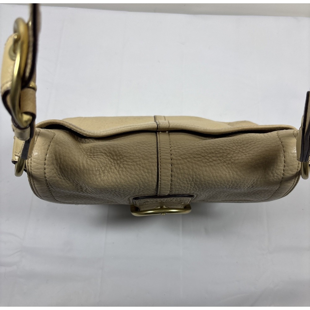 VTG Coach Soho Flap Brass Buckle Beige Leather Purse Shoulder Bag F11842 Y2K 90s - Picture 5 of 16